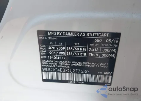 2016 Mercedes-Benz Gla 250 from USA, damaged, VIN WDCTG4EB7GJ277530
